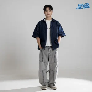 Bridge Jeans – Celana Jeans Pria Wide Leg Oversize Korean Style