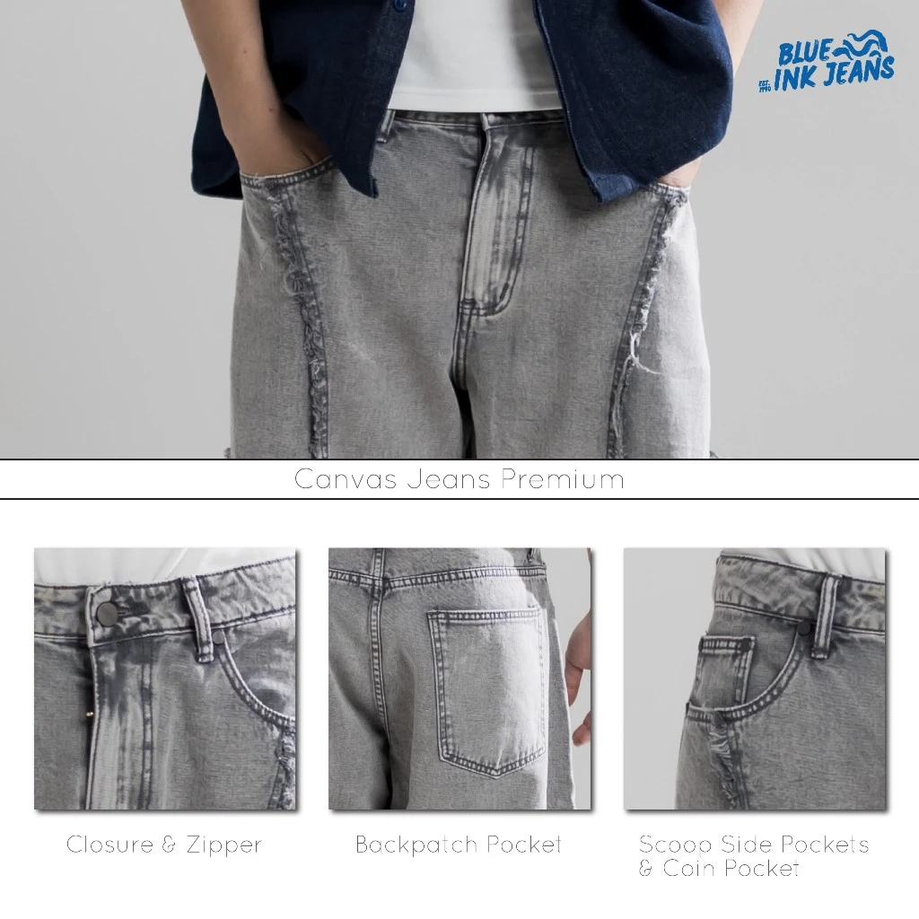 Bridge Jeans - Celana Jeans Pria Wide Leg Oversize Korean Style - Image 8
