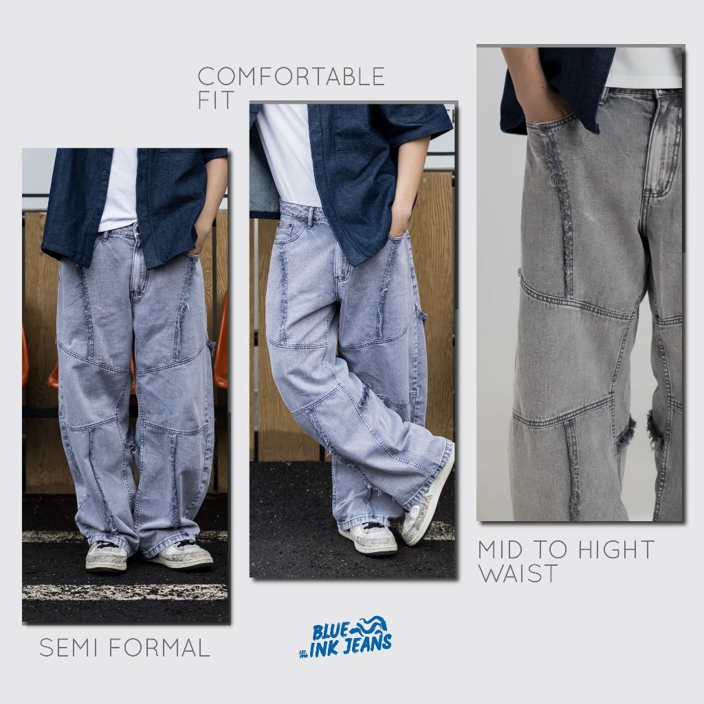 Bridge Jeans - Celana Jeans Pria Wide Leg Oversize Korean Style - Image 6