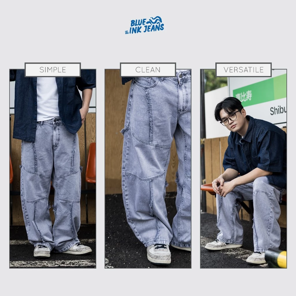 Bridge Jeans - Celana Jeans Pria Wide Leg Oversize Korean Style - Image 5