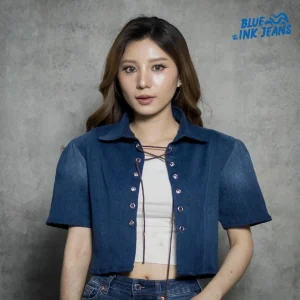 Carmen – Atasan Wanita Denim Crop Top Tali Korean Style Feminine Chic Premium