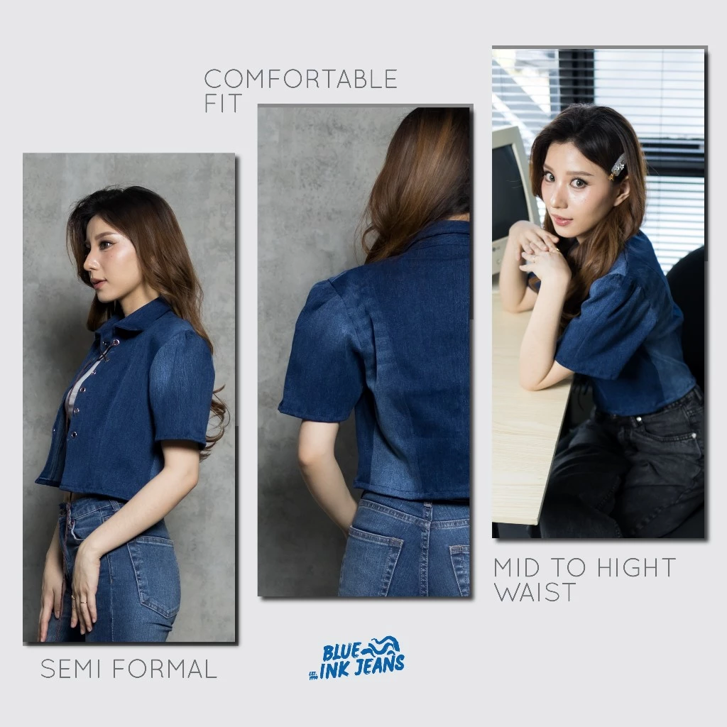Carmen - Atasan Wanita Denim Crop Top Tali Korean Style Feminine Chic Premium - Image 8