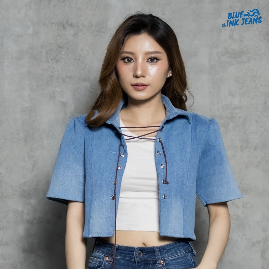 Carmen - Atasan Wanita Denim Crop Top Tali Korean Style Feminine Chic Premium - Image 5