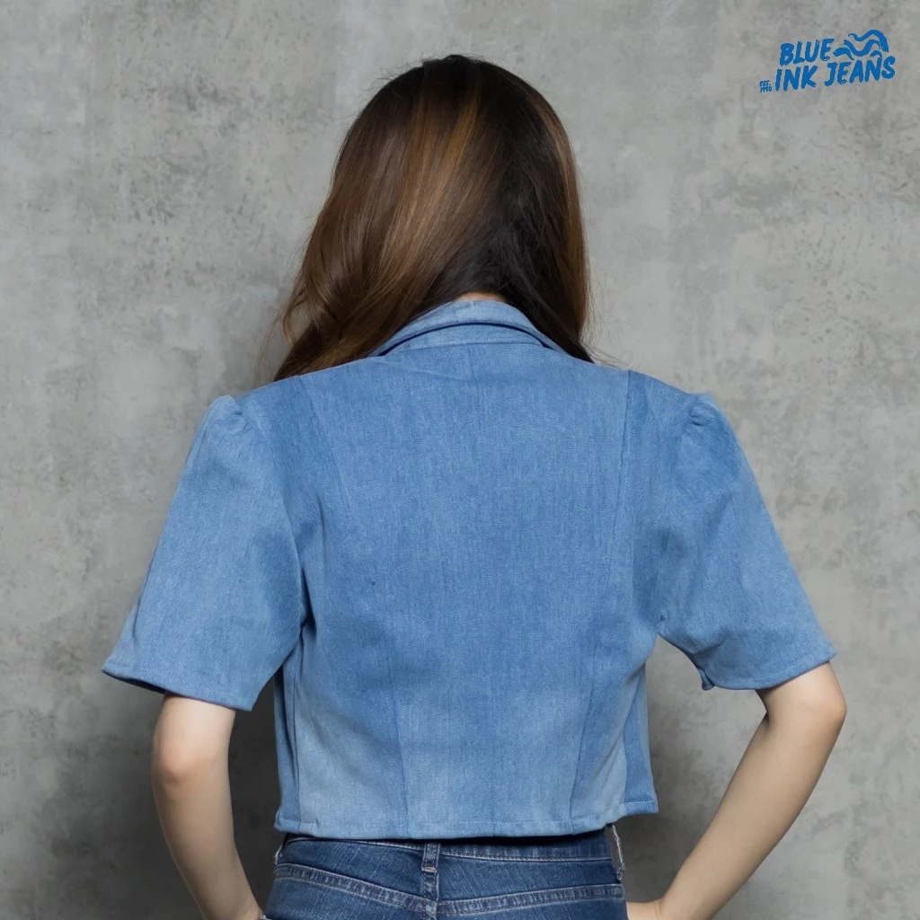 Carmen - Atasan Wanita Denim Crop Top Tali Korean Style Feminine Chic Premium - Image 3