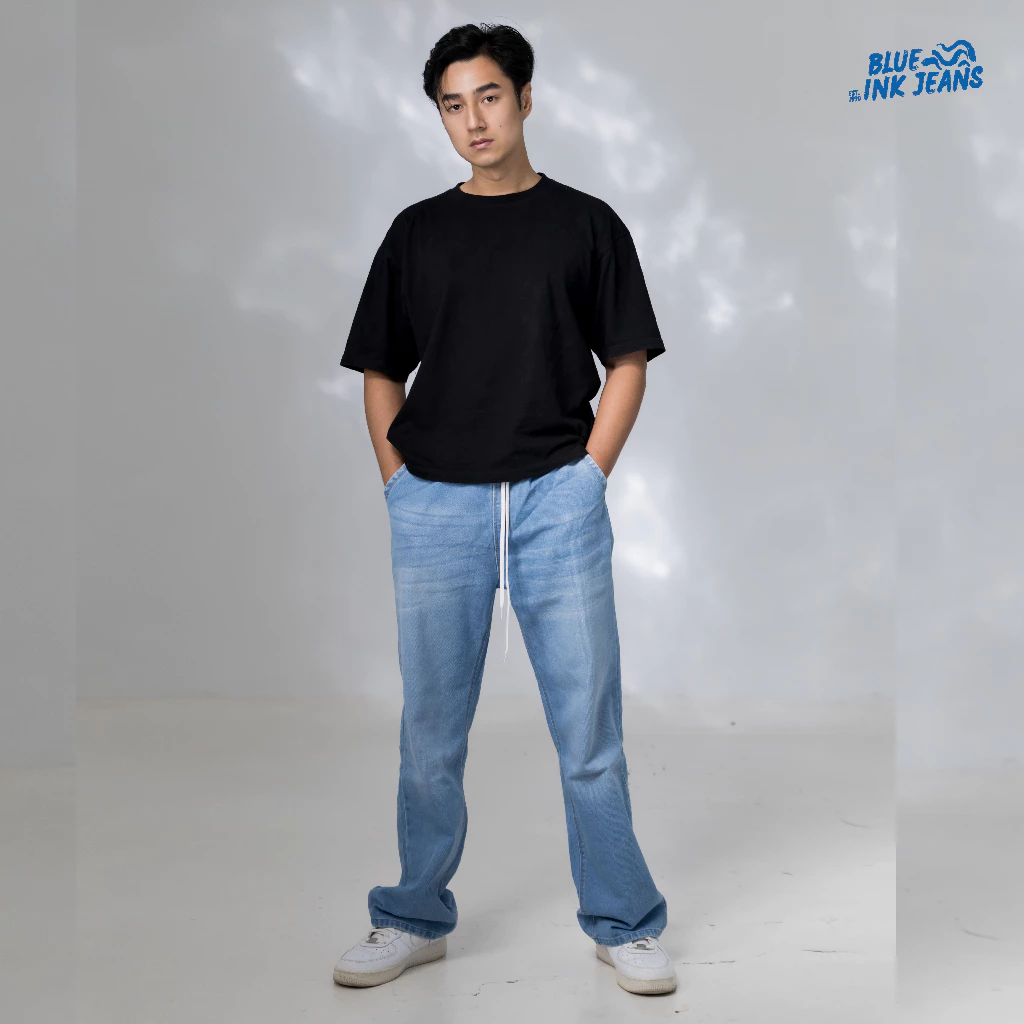 Gemini Strap - Celana Jeans Korean Style Elastic High Waist Baggy (Unisex) - Image 5