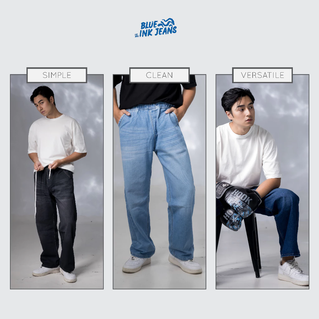 Gemini Strap - Celana Jeans Korean Style Elastic High Waist Baggy (Unisex) - Image 9