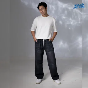 Gemini Strap – Celana Jeans Korean Style Elastic High Waist Baggy (Unisex)