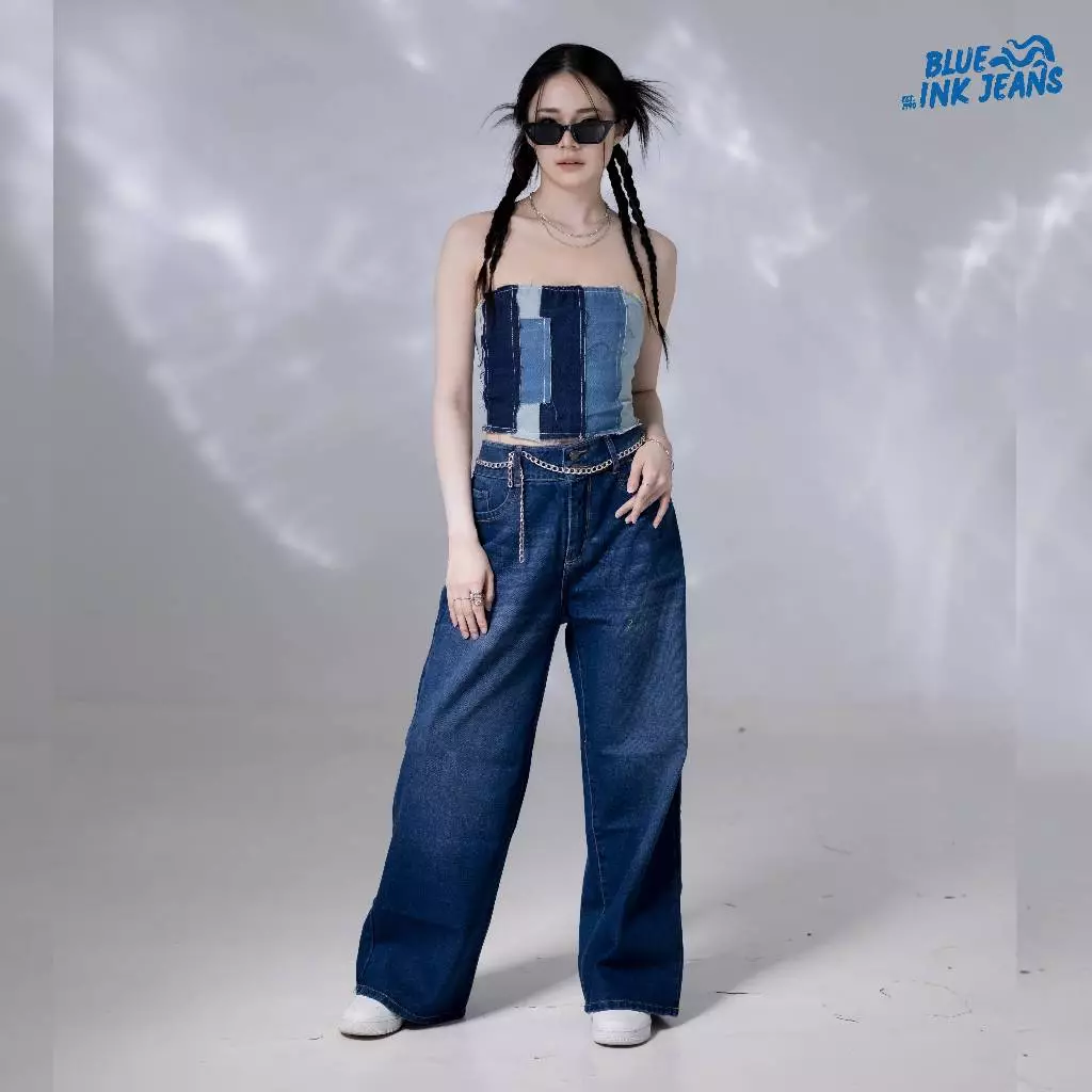 Gemini Zipper - Celana Jeans Korean Style High Waist Baggy (Unisex) - Image 2