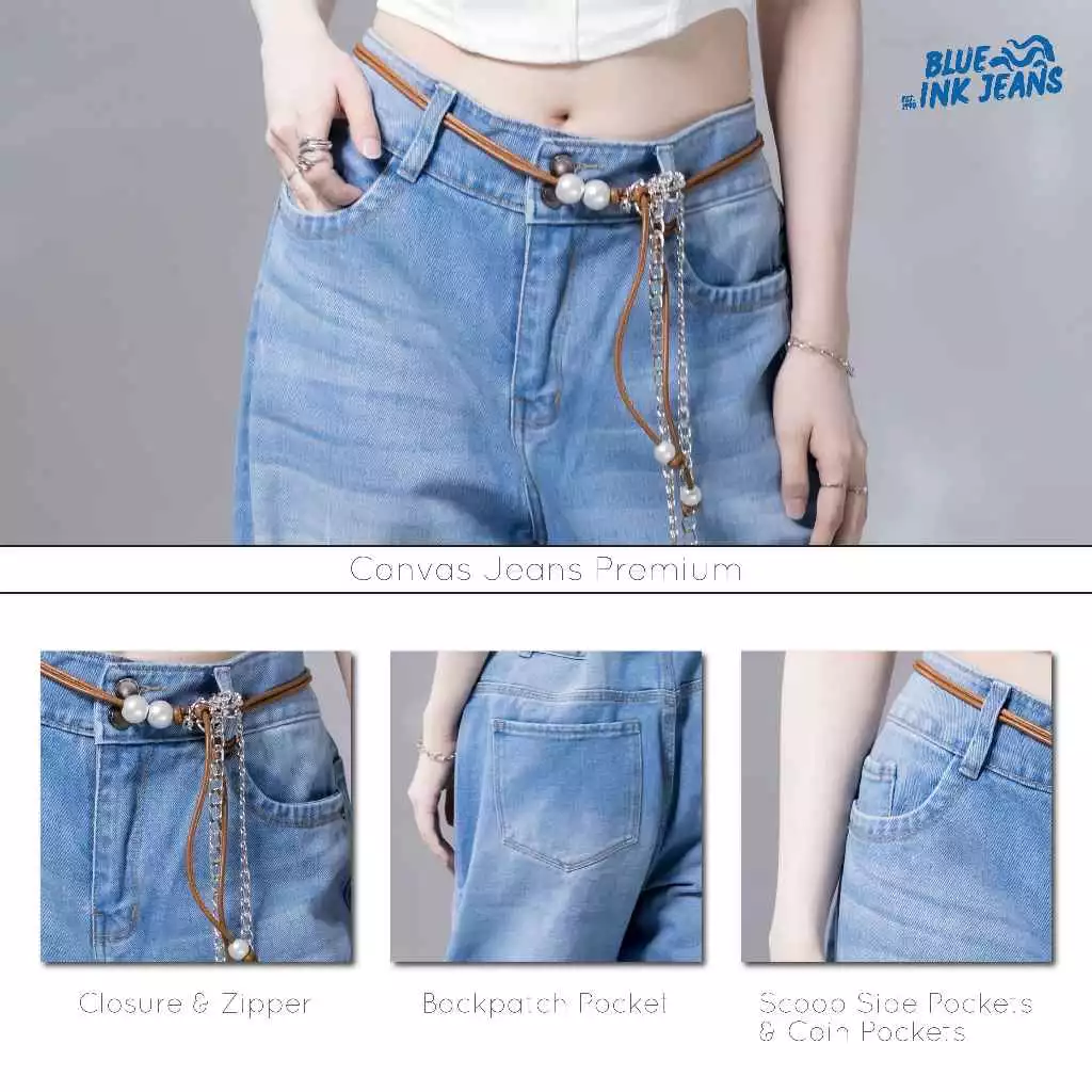 Gemini Zipper - Celana Jeans Korean Style High Waist Baggy (Unisex) - Image 4