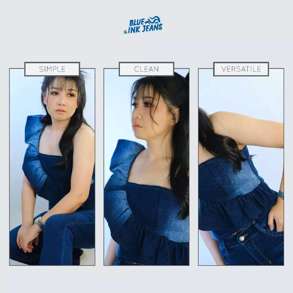Noona - Atasan Wanita Denim Ruffle Top Korean Style Feminine Chic Premium - Image 4