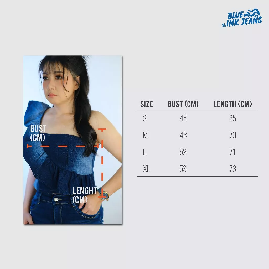 Noona - Atasan Wanita Denim Ruffle Top Korean Style Feminine Chic Premium - Image 2